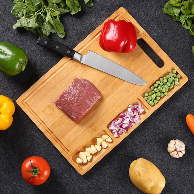 NIUXX Bamboo Cutting Board with Juice Grooves